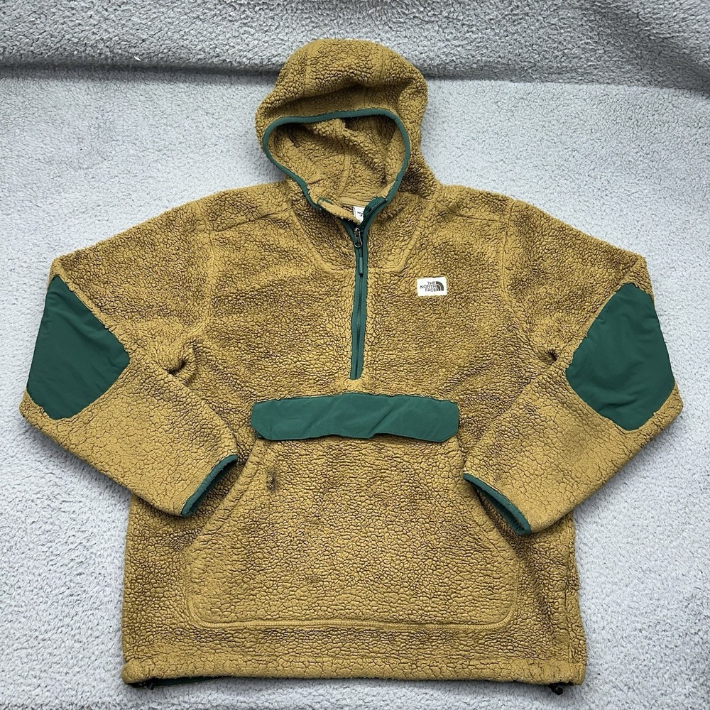 The North Face NFOA3YRS Mens Large Sherpa Polyester Fleece Pullover Hoodie Brown